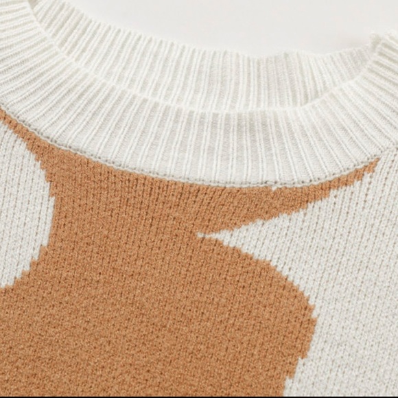 Khaki Big Flower Pattern Shift Drop Shoulder Sweater - Picture 5 of 10